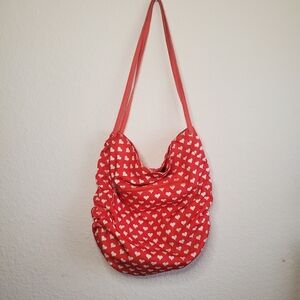 Red and white heart shoulder bag with adjustable strap y2k heartbag Retro Girly